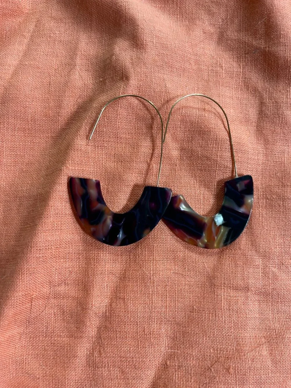 Baublebar Navy Marble Acetate Semi-Circle Earrings